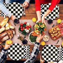 20pcs Black & White Checkered Disposable Napkins - 33.02x33.02 Cm, Perfect For Weddings, Parties, And Holiday Celebrations,Universal Holiday General Fit ,Checkered Flag Napkins Race Car Birthday Party Supplies Disposable Racing Party Napkins