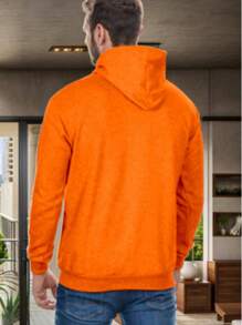 Men's Sweatshirts Plain Flannel Kangaroo Top Cold Hooded - 黃色 - 查看 5