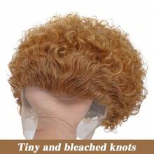 Pixie Cut Curly Human Hair Wigs Ginger 350 Short Curly Lace Front Human Hair Wigs For Women 6 Inch 13x1 Transparent Lace Frontal Wigs Water Wave Dark Rooted To Ginger Orange Color - #27 - 查看 2