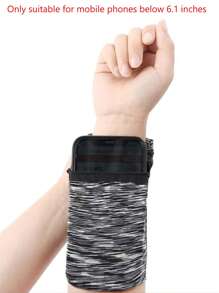 带拉链的跑步包、轻便手腕钱包、手机袋、卡夹、吸汗带、健身房健身运动骑行腕带臂包 - 彩色 - 查看 2