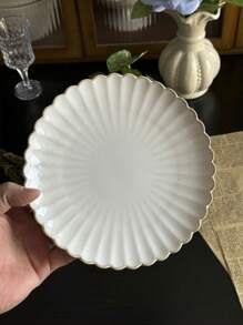 1件/2件日式复古菊花陶瓷盘套装-饭碗、冰淇淋碗、早餐面包盘、西式牛排意面盘、水果沙拉盘、下午茶蛋糕盘，适合家庭和餐厅使用