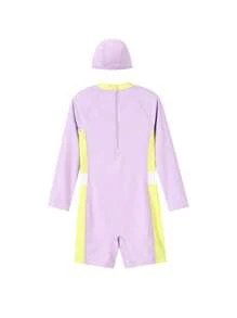 Annil Ropa para niña preadolescente, traje de baño de una pieza de manga larga para niños y niñas preadolescentes, talla mediana y grande, para el verano