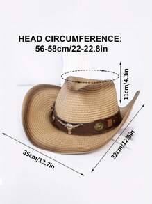 西式牛仔草帽 户外遮阳帽 广场舞牛头沙滩帽 软呢帽 - 牛頭 - 查看 4