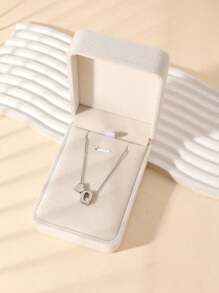 1 Fashion Simple Stainless Steel Love Letters Ladies Pendant Necklace Suitable For Ladies Daily Wear Holiday Dating Gift Jewellery Mother's Day Gift (With Gift Box)
