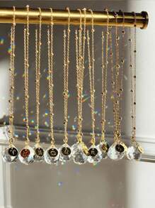 1pc 12 Zodiac Signs Crystal Hanging Sun Catcher, Gold Metal Chain Pendant Decoration, Car Sun Catcher For Window, Home, Office, Wedding Party, Garden Decoration Room Decors Wedding Decor Home Decors - Gold - View 6
