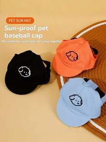 Adjustable Pet Sun Hat, Cartoon Dog Embroidered Pattern - Small Dog & Cat Baseball Cap, Outdoor Waterproof Sunshade, Multiple Colors Available - Multicolor - View 3
