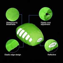 1pc Waterproof Bicycle Helmet Cover, Windproof Dustproof Helmet Rain Cover With Reflective Strips, Suitable For Road Cycling - Green - View 2