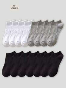 9/12/15 pares de calcetines cortos que absorben humedad y sudor, calcetines blancos, calcetines grises, calcetines negros, calcetines de tobillo de tela para hombre, calcetines deportivos de media caña, calcetines para hombre, calcetines de tobillo suaves para hombre, calcetines de tobillo regulares para hombre, calcetines diarios