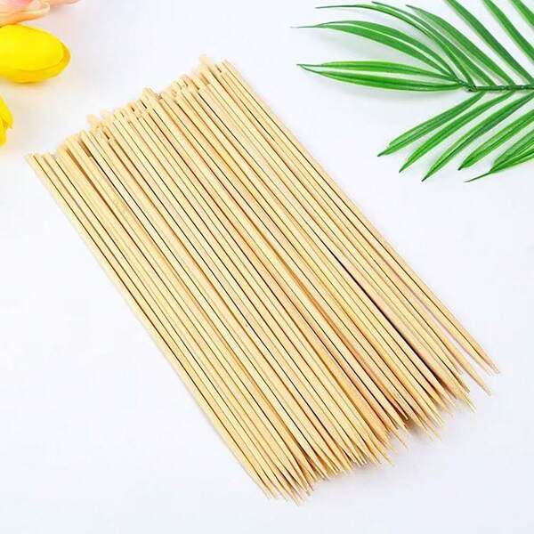 Opciones de 100/80/50/40/20 piezas de pinchos de bambú de 15 cm/20 cm/25 cm/30 cm, palos para ramos de flores, selección de aperitivos, ideal para asar carnes y verduras, adecuados para campamentos al aire libre, fiestas de barbacoa en el patio trasero y eventos de catering