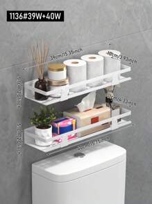 Storage Rack Above Toilet, Simple White. Rounded, Polished Edges Prevent Hand Injuries. Holds Tissues, Phones, Etc. Wall - Mounted, Convenient And Practical - Multicolor - View 13