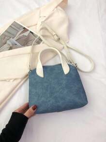 1 件包，异形包，PU 面料，长肩带单肩包挎包，火辣女孩风格，服装包独特时尚女士手提包，简约衬衫设计，小方形斜挎包 - 藍色 - 查看 9