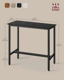 VASAGLE Bar Table, Narrow Long Bar Table, Kitchen Dining Table, High Pub Table, Sturdy Metal Frame, Industrial Design - Gỗ mun đen - Xem 2