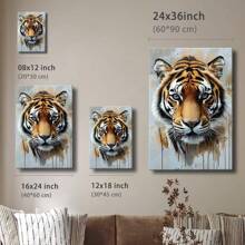 1pc Wrapped Framed Canvas Wall Art, Vintage Prints Poster, Tiger Wall, Home Living Room Bedroom Ofice Wall Decor, Birthday Party Decor, Hanging Hardware Included - Framed, Vertical - Framed Canvas - 查看 5
