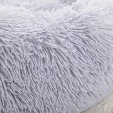 舒缓狗床，甜甜圈抱枕温暖柔软毛绒圆床，人造毛皮垫床适合中小型犬、猫、仓鼠 - 淺灰色 - 查看 5