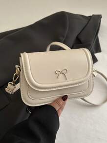Bolsa de silla de montar con lazo y unicolor, bolso bandolera y cruzado versátil para mujeres con decoración de herrajes, apto para compras, carteras, jóvenes, estudiantes universitarios, recién llegados y trabajadores de cuello blanco. Es muy adecuado para oficinas, universidades, trabajo, negocios, trayectos, actividades al aire libre, viajes y salidas