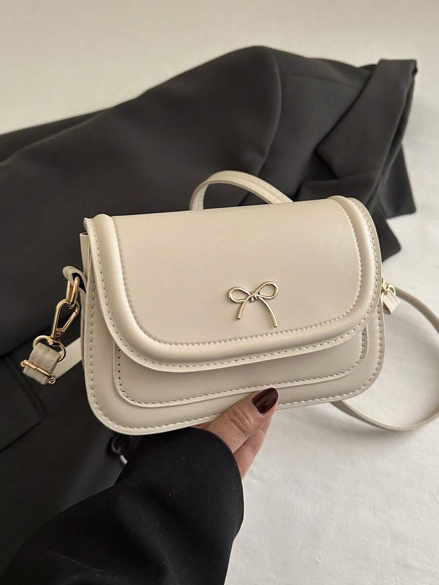 Bolsa de silla de montar con lazo y unicolor, bolso bandolera y cruzado versátil para mujeres con decoración de herrajes, apto para compras, carteras, jóvenes, estudiantes universitarios, recién llegados y trabajadores de cuello blanco. Es muy adecuado para oficinas, universidades, trabajo, negocios, trayectos, actividades al aire libre, viajes y salidas