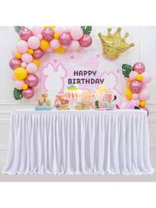 1 pièce Jupe de table jetable pour fête, convient pour les tables rectangulaires ou rondes, nappe résistante aux plis avec bordure à volants, idéale pour les banquets, mariages, camping, anniversaires et présentoirs de cadeaux - Blanc - Voir 3