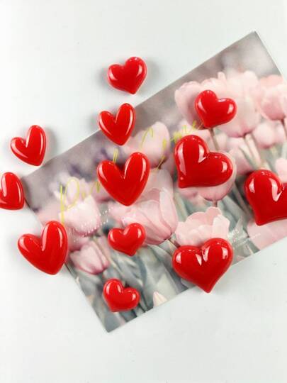 6pcs 3D Heart-Shaped Refrigerator Magnets, Creative Cute Pink Heart Magnetic Fridge Stickers, Memo Board Photo Holder Home Decor Essentials