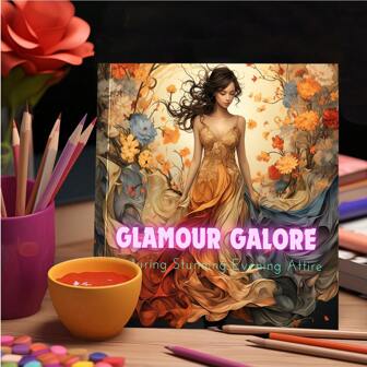 1pc 25 Pages Shoes And Princess Dress Series Coloring Design Theme Coloring Books, Hand Painted, Adult Soothing Stress Coloring Books For Thanksgiving Day Birthday Party School Starts, Holiday Gift(7.87x7.87inch)