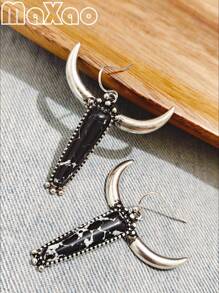 طقم مجوهرات مكون من قلادة وخاتم وأقراط بتصميم غربي عتيق مخصص للنساء، متعدد الألوان لتناسب أي إطلالة