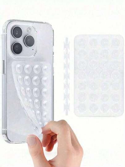 1个硅胶手机粘性手柄，吸盘式手机壳支架，免提粘性手机手柄，适用于自拍和视频，手机手指握把支架