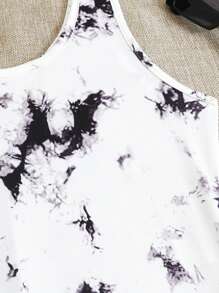 1pc White Ink Splash Print Casual Form-Fitting Jumpsuit - White - View 3