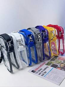 1pc PVC Material Transparent Zipper Closure Unisex Crossbody Bag/Jelly Bag, Suitable For Summer Outdoor Use And Birthday Gift - A - View 4