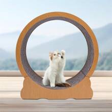 Shangmakel "XL Cat Running Wheel & Multi-Level Cat Tree: Brown Solid Wood Cat Climber With Fitness Wheel, Large Toy For Play & Exercise, Colorful & Stylish Design"