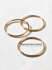 3pcs/Set Iron Pipe Bangle Bracelet Set, Women Thick Cuff Bracelets, Stackable Chunky Bracelet Jewelry - Gold - View 3