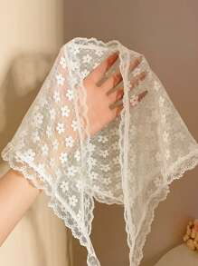 1 Stück Damen Blumen Spitze Saum Dreieckstuch Haarschmuck, süßer romantischer minimalistischer Stil, geeignet für täglich, Reise, Party, Fototragen als Stirnband, Turban Stirnband, Schweißband