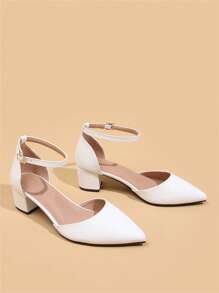 Wide Fit Women Spring/Summer New Open-Toe Pointed Toe Sandals, Fashion Versatile Low Heel Backstrap Outdoor High Heel Shoes