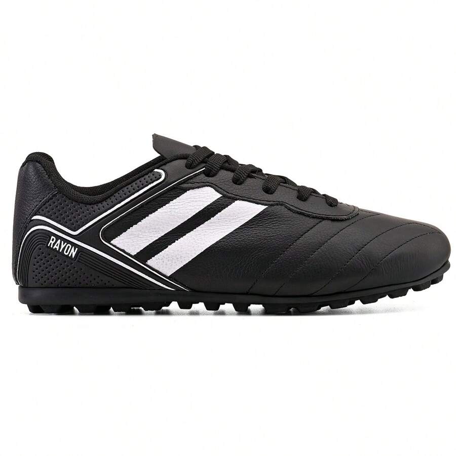 100% Genuine Leather Soccer Cleats - Sturdy Stitched Rubber Sole - Black - View 1