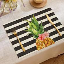 1pc/4pcs/6pcs Summer Decorative Placemats, Banana Leaf, Flamingo, Pineapple, Letter Linen Placemats, Stain-Resistant, Suitable For Home, Dining Room And Restaurant, Table Decor, Home Goods