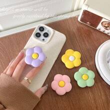 1 pieza Soporte de teléfono con flor delicada, base de cojín expandible, soporte de escritorio ajustable compatible con iPhone, teléfono Android, regalo para cumpleaños, familia, amigos. Agarre de teléfono con sistema de empuje y tracción, accesorios de teléfono