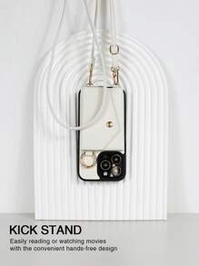 1 件钱包式手机壳带挂绳，斜挎皮革手机支架，防摔，适用于 Apple 17、17 Air、16e、15、14、13、12、11 Pro Max、14、15 Plus、Galaxy S21、S22、S23、S24、S25 Plus/Ultra、Pixel 5A 5G、6、7、8 Pro - 白色 - 查看 11