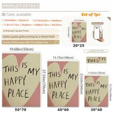 1pc, Canvas Hanging, Framed Decorative Painting, Wall Arts, Posters, Modern, Quotes, This Is My Happy Place , Happy Place Poster, Uplifting Art Happy Art Poster , Cute Wall Decor , Housewarming Gifts Bedroom
