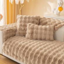 Soft Plush Sofa Cover - Non-Slip Sofa Cover 1 2 3 4 Seater Couch Cover For Sectional Sofa, Fluffy Faux Fur Sofa Seat Cushion Cover L Shape Furniture Protector - 卡其色 - 查看 6