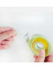 1pc Unisex Green Donut Shape Cartoon Decorative Tape Cutter, Suitable For Creative Tape, Mistake Correction, Daily Tape Cutting Back To School