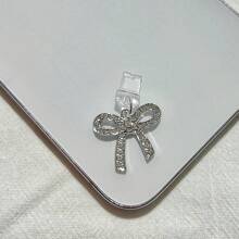 1pc Metal Rhinestone Bow Charm/Phone Charging Port Dust Plug/Decoration Pendant/Compatible With Iphone/Type-C/Android Plug