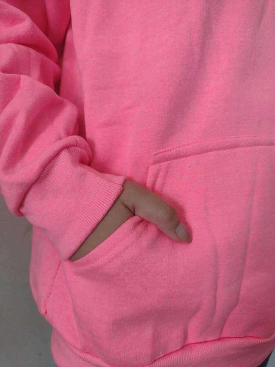 Men's Sweatshirts Plain Flannel Kangaroo Top Cold Hooded - Pink - View 1