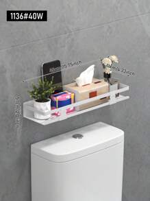 Storage Rack Above Toilet, Simple White. Rounded, Polished Edges Prevent Hand Injuries. Holds Tissues, Phones, Etc. Wall - Mounted, Convenient And Practical - Multicolor - View 12
