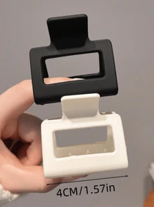 4个/1个中号女士黑色、白色、棕色、卡其色2厘米方形塑料发夹，时尚百搭优雅简约纯色发饰，适合日常、休闲、派对、通勤、度假、洗脸、化妆、搭配服装等场合。 - 彩色 - 查看 3