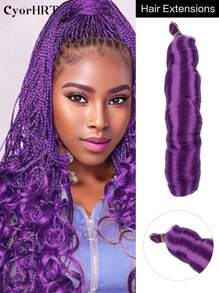 22 Inch Synthetic French Curly Heat Resistant Hair Extensions Natural Wave Loose Wave Water Waves Gold Green Purple Dark Blue Black Ombre Brown Black To Red Multicolor Colorful Crochet Braiding Hair Extension Wavy Curls Braided Hair For Women And Girls Wear Daily Holiday Party And Music Festival - Multicolor - View 12