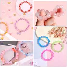 50pcs/360pcs/720pcs 8mm Cracked Crystal Glass Round Beads Jewelry Making Kit For DIY Bracelets, Necklaces, Earrings And Crafts, Beading Kit For Beginners (Random Colors)