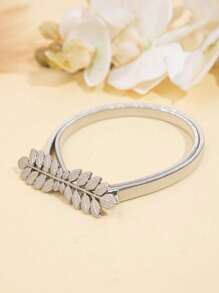 1pc Women's Fashion Versatile Gold/Silver Leaf Elastic Waist Belt