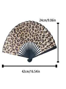 优雅豹纹折扇配黑色边框 - 时尚公主主题，轻巧便携，女士手持扇 | 公主主题扇 | 轻便扇