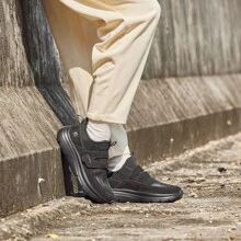 FitVille Women's Lightweight Walking Shoes Wide Fit Fashion Trainers Adjustable Comfortable Sneakers - Black - View 2