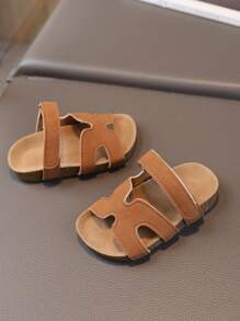 1 Pair Casual Comfortable Versatile Sandals, Open Toe Slides - Brown - View 3