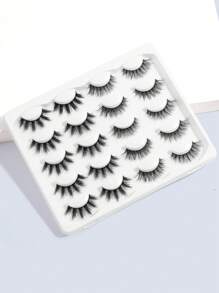 Happy Butterfly 10 Pairs Of Natural Fake Eyelashes, 3D Mink Fur Fake Eyelashes, Dense And Curly, Anime Style, For Daily And Long-Lasting Makeup, Enlarges Eyes - 尖尾漫畫款 - 查看 2