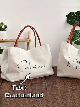 Custom Bridesmaid & Beach Tote - Personalized Canvas Handbag With Name, Perfect For Weddings, Bridal Parties & Travel - Ivory, Perfect Holiday Personalized Gift For Halloween/Christmas/Thanksgiving Day/New Year Valentine's Day, For Holiday/ Vacation, For Outdoors/Outings/Travel/Hiking/Stadium/Sports/Climbing, For Business/Commute/Work/Office, Vacation, Middle School Students, High School Senior High School Students, College Students, University Students, Freshman, Sophomore, Underclassmen,Bags & Luggage,2025 Halloween Accessories,Large Capacity